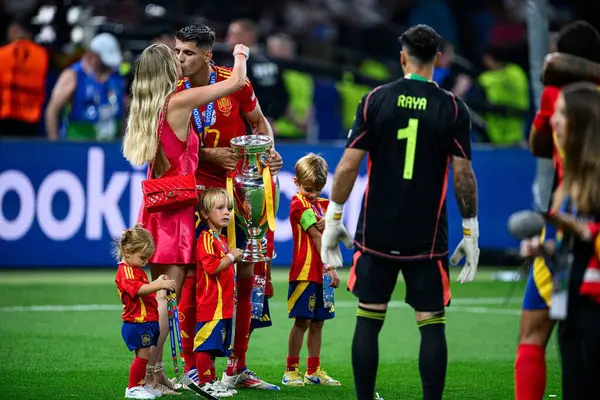 stock image BERLIN, GERMANY - 14 JULY, 2024: Alvaro Morata, The football match of Final EURO 2024 Spain vs England at Olympic Stadium