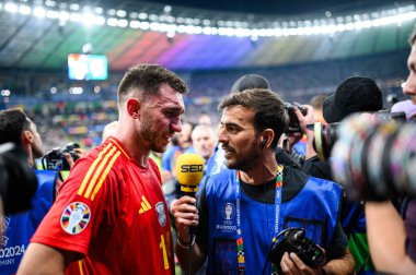 BERLİN, GERMANY - 14 HAZİRAN, 2024: Aymeric Laporte, Final EURO 2024 İspanya-İngiltere Olimpiyat Stadyumu karşılaşması