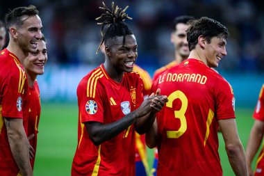 BERLİN, GERMANY - 14 HAZİRAN 2024: Nico Williams, Final EURO 2024 İspanya ile Olimpiyat Stadyumu arasındaki futbol maçı