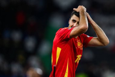 BERLİN, GERMANY - 14 Temmuz 2024: Rodri, Final EURO 2024 İspanya Olimpiyat Stadyumu 'nda İngiltere' ye karşı futbol maçı