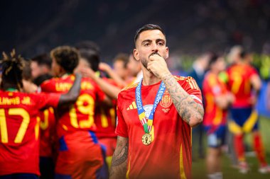 BERLİN, GERMANY - 14 HAZİRAN, 2024: Final EURO 2024 İspanya-İngiltere Olimpiyat Stadyumu karşılaşması