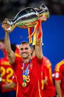 BERLİN, GERMANY - 14 HAZİRAN, 2024: Final EURO 2024 İspanya-İngiltere Olimpiyat Stadyumu karşılaşması