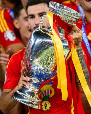 BERLİN, GERMANY - 14 HAZİRAN, 2024: Mikel Merino, Final EURO 2024 İspanya ile Olimpiyat Stadyumu arasındaki futbol maçı