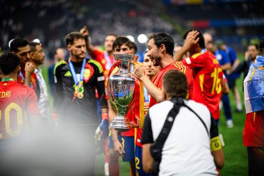 BERLİN, GERMANY - 14 HAZİRAN, 2024: Final EURO 2024 İspanya-İngiltere Olimpiyat Stadyumu karşılaşması