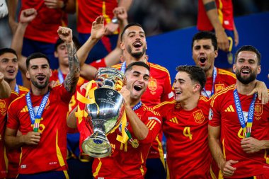 BERLİN, GERMANY - 14 Temmuz 2024: Ferran Torres, Final EURO 2024 İspanya Olimpiyat Stadyumu 'nda İngiltere' ye karşı futbol maçı