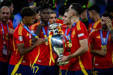 BERLİN, GERMANY - 14 Temmuz 2024: Fermn Lopez, Final EURO 2024 İspanya Olimpiyat Stadyumu 'nda İngiltere' ye karşı 