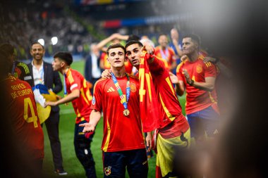 BERLİN, GERMANY - 14 HAZİRAN, 2024: Final EURO 2024 İspanya-İngiltere Olimpiyat Stadyumu karşılaşması