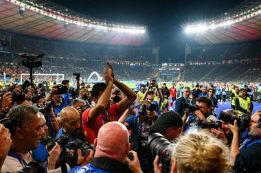 BERLİN, GERMANY - 14 Temmuz 2024: Rodri, Final EURO 2024 İspanya Olimpiyat Stadyumu 'nda İngiltere' ye karşı futbol maçı