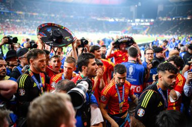 BERLİN, GERMANY - 14 HAZİRAN, 2024: Final EURO 2024 İspanya-İngiltere Olimpiyat Stadyumu karşılaşması