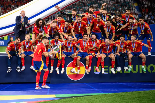 stock image The football match of Final EURO 2024 Spain vs England at Olympic Stadium