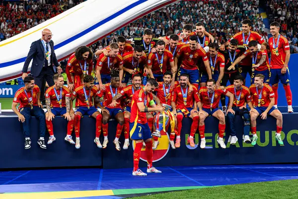 stock image The football match of Final EURO 2024 Spain vs England at Olympic Stadium