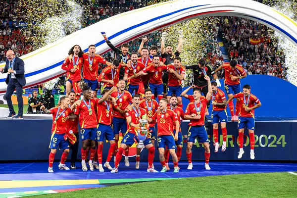 stock image The football match of Final EURO 2024 Spain vs England at Olympic Stadium