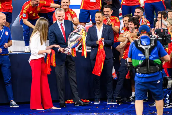 stock image BERLIN, GERMANY - 14 JULY, 2024: Felipe VI of Spain and Team Spain are champions, The football match of Final EURO 2024 Spain vs England at Olympic Stadium