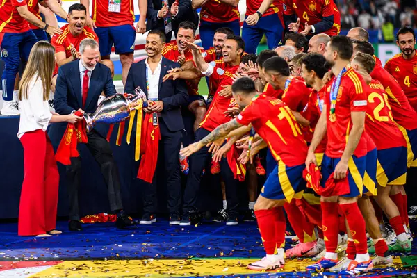 stock image The football match of Final EURO 2024 Spain vs England at Olympic Stadium