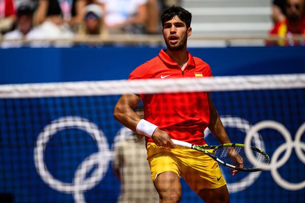 PARIS, FRANCE - 2 AUGUST, 2024: Carlos Alcaraz, Semifinal, Olympic Games 2024 
