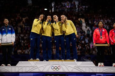 PARIS, FRANCE - 3 AĞUSTOS, 2024 Eskrim, Olimpiyat Oyunları 2024 
