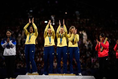 PARIS, FRANCE - 3 AĞUSTOS, 2024 Eskrim, Olimpiyat Oyunları 2024 