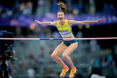 PARIS, FRANCE - 4 AĞUSTOS, 2024: OLYSLAGERS Nicola, Kadınlar Yüksek Atlama Finali, Olimpiyat Oyunları 2024 