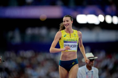 PARIS, FRANCE - 4 AĞUSTOS, 2024: OLYSLAGERS Nicola, Kadınlar Yüksek Atlama Finali, Olimpiyat Oyunları 2024 