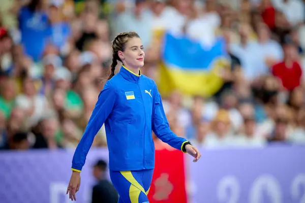 stock image PARIS, FRANCE - 4 AUGUST, 2024: MAHUCHIKH Yaroslava, Women's High Jump Final, Olympic Games 2024 