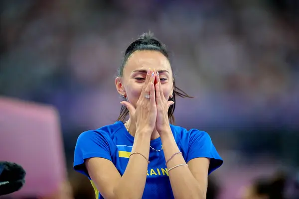 stock image PARIS, FRANCE - 4 AUGUST, 2024: GERASHCHENKO Iryna, Women's High Jump Final, Olympic Games 2024 