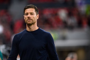 LEVERKUSEN, GERMANY - 17.08.24: Xabi Alonso The DFB Super Pokal match FC Bayer 04 Leverkusen vs Stuttgart at BayArena clipart