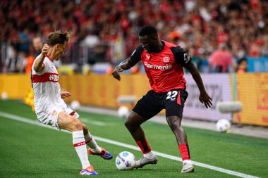 LEVERKUSEN, GERMANY - 17.08.24: Victor Boniface, The DFB Super Pokal match FC Bayer 04 Leverkusen vs Stuttgart at BayArena clipart