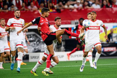 LEVERKUSEN, GERMANY - 17.08.24: Martin Terrier, The DFB Super Pokal maçı Bayer 04 Leverkusen vs Stuttgart