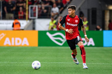 LEVERKUSEN, GERMANY - 17.08.24: Piero Hincapie, The DFB Super Pokal maçı Bayer 04 Leverkusen vs Stuttgart at Bayena