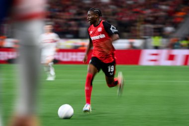 LEVERKUSEN, GERMANY - 17.08.24: Nathan Tella, The DFB Super Pokal maçı Bayer 04 Leverkusen vs Stuttgart