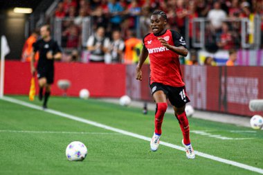 LEVERKUSEN, GERMANY - 17.08.24: Nathan Tella, The DFB Super Pokal maçı Bayer 04 Leverkusen vs Stuttgart