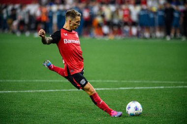 LEVERKUSEN, GERMANY - 17.08.24: Alex Grimaldo, The DFB Super Pokal maçı Bayer 04 Leverkusen vs Stuttgart at Bayena
