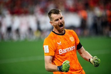 LEVERKUSEN, GERMANY - 17.08.24: Lukas Hradecky, The DFB Super Pokal match FC Bayer 04 Leverkusen vs Stuttgart at BayArena clipart