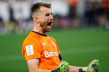 LEVERKUSEN, GERMANY - 17.08.24: Lukas Hradecky, The DFB Super Pokal maçı Bayer 04 Leverkusen - Stuttgart at Bayena