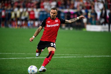 LEVERKUSEN, GERMANY - 17.08.24: ALEX GARCIA, DFB Super Pokal maçı Bayer 04 Leverkusen-Stuttgart Bayena 'da