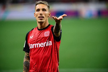 LEVERKUSEN, GERMANY - 17.08.24: Alex Grimaldo, The DFB Super Pokal maçı Bayer 04 Leverkusen vs Stuttgart at Bayena