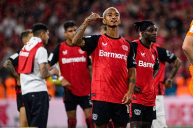 LEVERKUSEN, GERMANY - 17.08.24: Arthur, DFB Süper Pokal maçı Bayer 04 Leverkusen, Bayarena 'da Stuttgart' a karşı