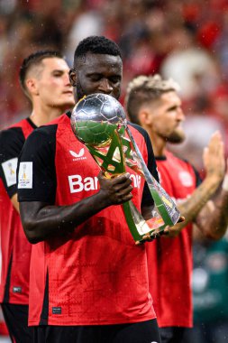 LEVERKUSEN, GERMANY - 17.08.24: Victor Boniface, The DFB Super Pokal match FC Bayer 04 Leverkusen vs Stuttgart at BayArena clipart