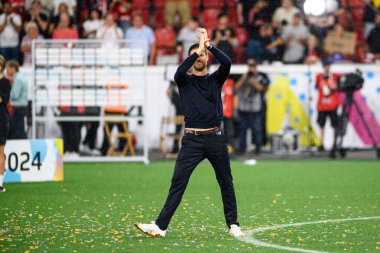 LEVERKUSEN, GERMANY - 17.08.24: Xabi Alonso DFB Süper Pokal maçı Bayer 04 Leverkusen-Stuttgart Bayena 'da