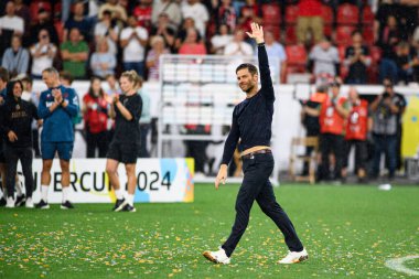 LEVERKUSEN, GERMANY - 17.08.24: Xabi Alonso DFB Süper Pokal maçı Bayer 04 Leverkusen-Stuttgart Bayena 'da
