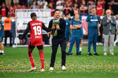 LEVERKUSEN, GERMANY - 17.08.24: Xabi Alonso DFB Süper Pokal maçı Bayer 04 Leverkusen-Stuttgart Bayena 'da