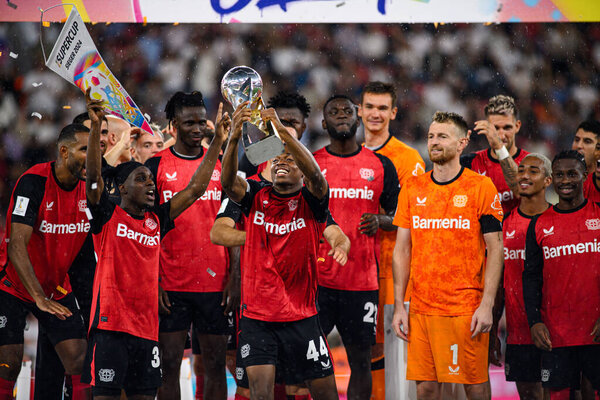 ЛЕВЕРКУЗЕН, ГЕРМАНИЯ - 17.08.24: Матч DFB Super Pokal "Байер 04 Леверкузен - Штутгарт" на "БаяАрене"