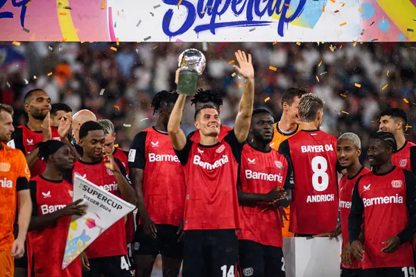 stock image LEVERKUSEN, GERMANY - 17.08.24: Patrik Schick, The DFB Super Pokal match FC Bayer 04 Leverkusen vs Stuttgart at BayArena