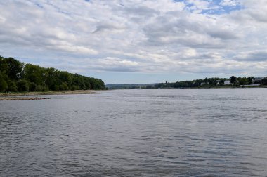 Bonn, Almanya - 16.08.24 Rhein. Almanya 'da nehir 