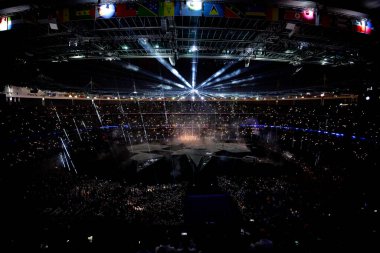 PARIS, FRANCE - 11 AĞUSTOS, 2024 Kapanış Töreni, Paris 2024 Olimpiyat Oyunları, Yaz Olimpiyatları. Stade de France 'da