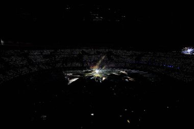 PARIS, FRANCE - 11 AĞUSTOS, 2024 Kapanış Töreni, Paris 2024 Olimpiyat Oyunları, Yaz Olimpiyatları. Stade de France 'da