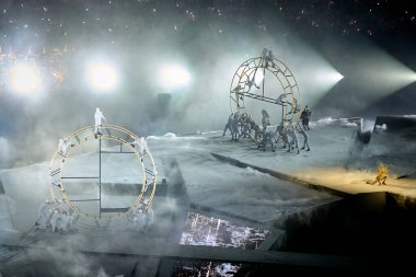 PARIS, FRANCE - 11 AĞUSTOS, 2024 Kapanış Töreni, Paris 2024 Olimpiyat Oyunları, Yaz Olimpiyatları. Stade de France 'da