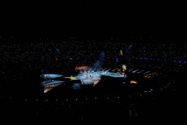 PARIS, FRANCE - 11 AĞUSTOS, 2024 Kapanış Töreni, Paris 2024 Olimpiyat Oyunları, Yaz Olimpiyatları. Stade de France 'da