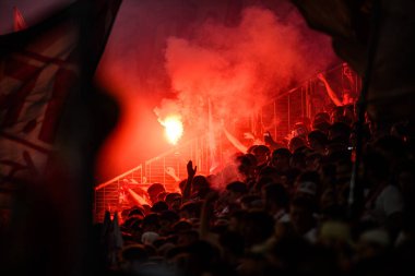 COLOGNE, ALMANY - 24 AĞUSTOS, 2024: 2.Bundesliga 1 futbol maçı. FC Koeln Eintracht Braunschweig 'e karşı Rhein Enerji Stadyumu' nda