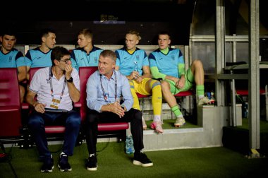 PRAG, CZECH REPUBLIC - 7 Eylül 2024: Serhiy Rebrov, UEFA Uluslar Ligi Maçı Ukrayna - Arnavutluk Epet Arena 'da